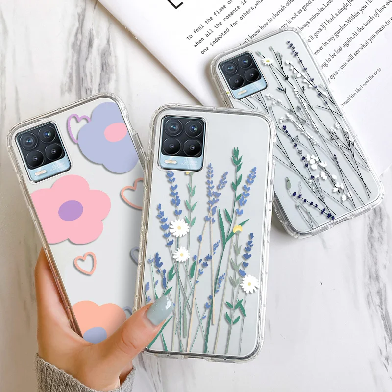 

For OPPO Realme 8 Pro Case Phone Cover On Realme 8 Bumper Soft Silicone Cases Realme 8 4G 5G Protective Flower Cartoon TPU Funda