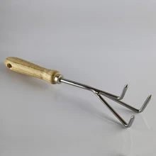 Садовый ручной культиватор Премиум ручной грабли для наклона почвы-нержавеющая сталь, деревянная ручка