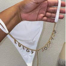

Sexy Custom Stainless Steel Letters Thong Waist Body Chain For Women Gold Silver Color Fashion Personalized Underwear Jewelry