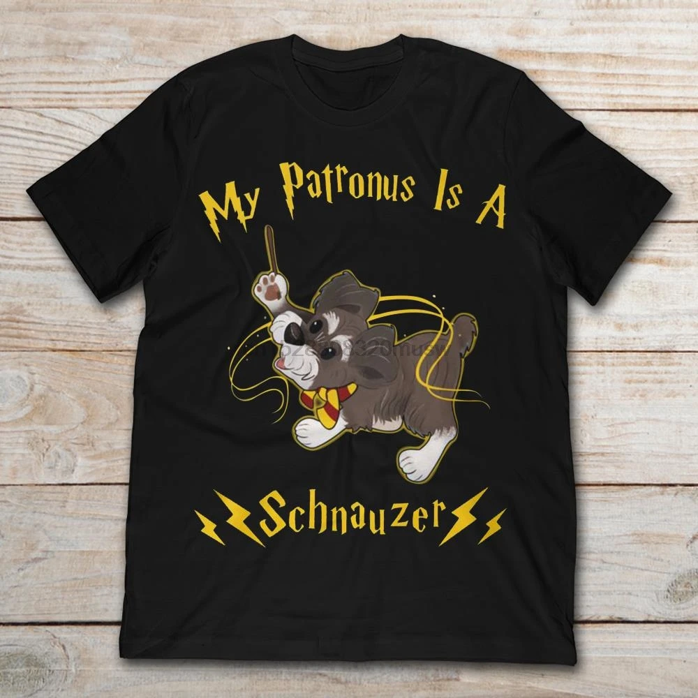 Бренд My Patronus-футболка со шнауцером Мужская футболка с коротким рукавом |