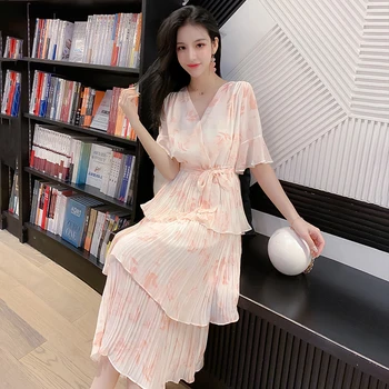 

Make new summer elastic waist belt design and color restoring ancient ways chiffon dress