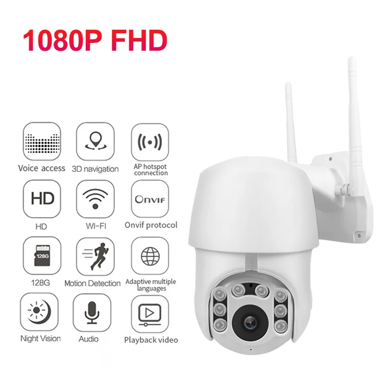 

1080P Security Camera WIFI Outdoor PTZ Speed Dome Wireless IP Camera CCTV Pan Tilt IR Network Surveillance P2P CAM Night Vision