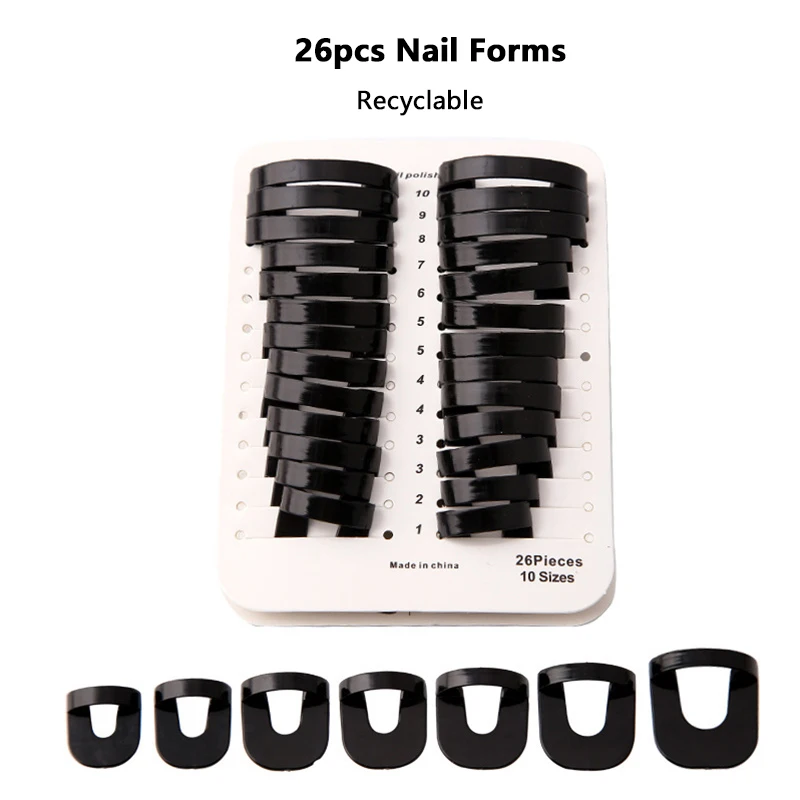 

26pcs Nail Forms 10 Sizes Clips for Nail Anti-overflow Margin Curve Nail Polish Give a French Manicure Sticker
