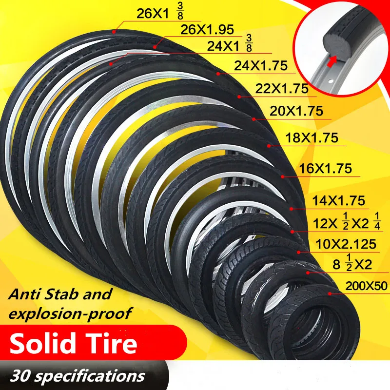 Details about   Bicycle Tire MTB Solid 24x1 3/8 Exterior Spare Replacement Wheel Tyre Fixed Gear 