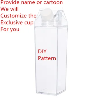

DIY Pattern Water Bottle-500ML Juicing Bottles-Fun Stylish Plastic Water Bottle-Clear Milk Carton Bottle Water Freeshipping