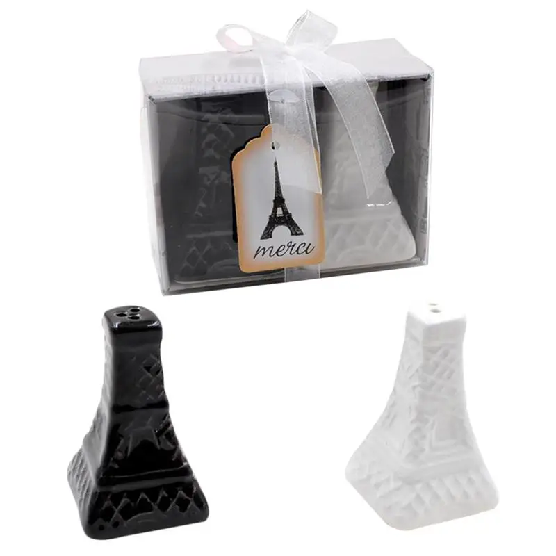 

2pcs Spice Bottle Set Ceramic Seasoning Bottle Eiffel Tower Seasoning Container Kitchen Accessories for Wedding Party Favor Gift
