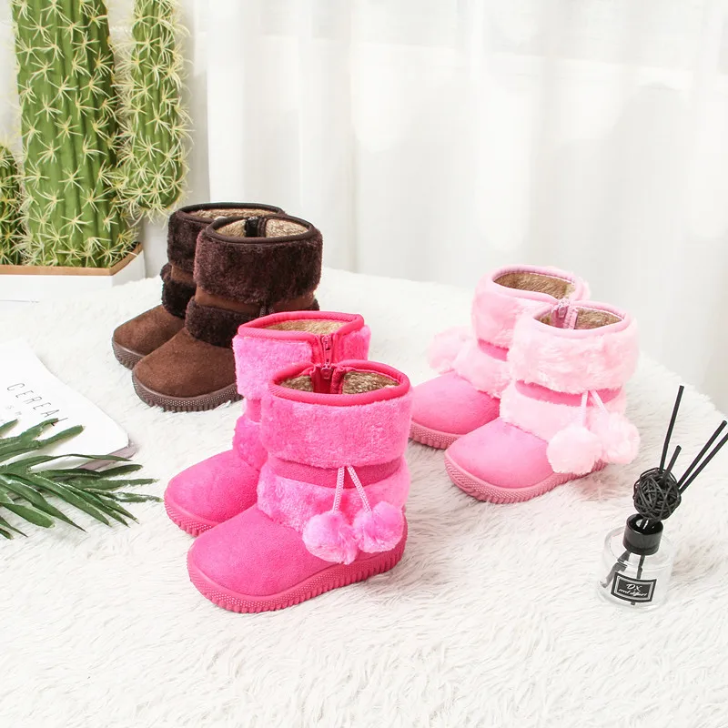 Children's Boots Warm Solid Girls Snow Boot Boys Girls Kids Rubber Boots Children Shoes Non-slip Girl Boots Winter Size 21-35