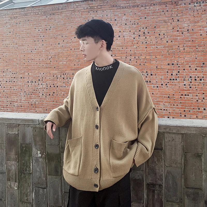 Autumn Cardigan Men Fashion Solid Color Casual V-neck Knit Sweter Jacket Streetwear Loose Long Sleeve Sweaters Man Clothes S-2XL Autumn Cardigan Men Fashion Solid Color Casual V-neck Knit Sweter Jacket Streetwear Loose Long Sleeve Sweaters Man Clothes S-2XL