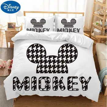 

Mickey Minnie Mouse Soft Bedding Sets Adult Children Twin Full Queen King Size White Black Bedroom Decoration Duvet Cover Set