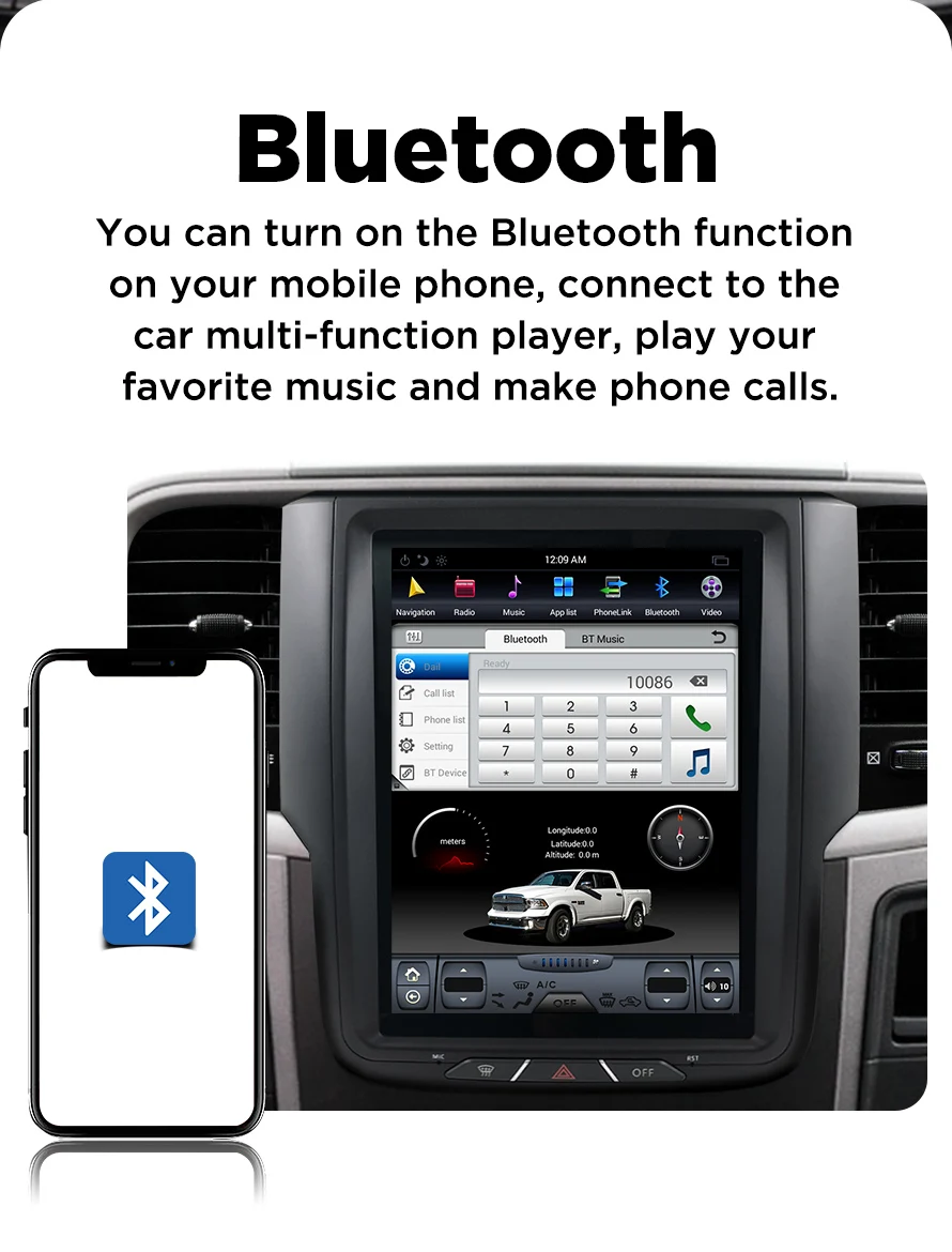 Best Asvegen 10.4" Vertical Screen Android 7.1 Car Radio For Dodge Ram 2014 2015 2016 2017 GPS Auto Stereo Multimedia Player Headunit 8
