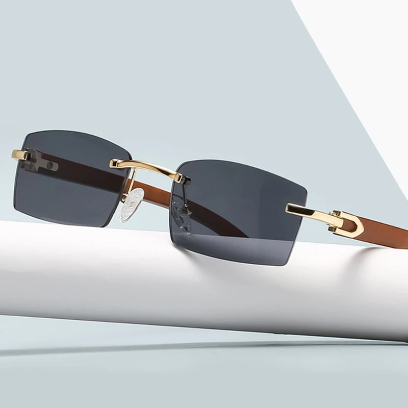 Gafas de sol cuadradas pequeñas sin montura para hombre y mujer, lentes de sol masculinas de diseñador de lujo, viaje populares y Vintage, a la moda, 2022|De los