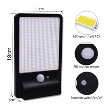 Модернизированный 42 светодиодный солнечный свет ультра-тонкий Беспроводной движения PIR датчик солнечной лампы Ip65 Водонепроницаемый наружного освещения светодиодные фонари сад настенный светильник