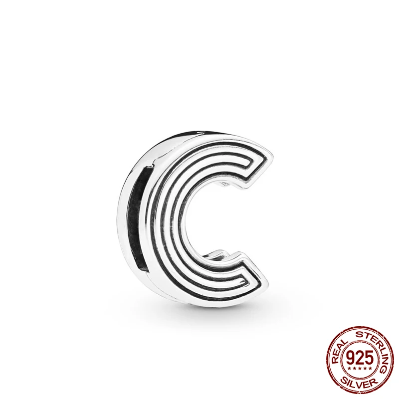 

2019 New Arrival 100% 925 Sterling Silver Beads, Letter C Clip Charms fit Original Pandora Reflexion Bracelets Women DIY Jewelry