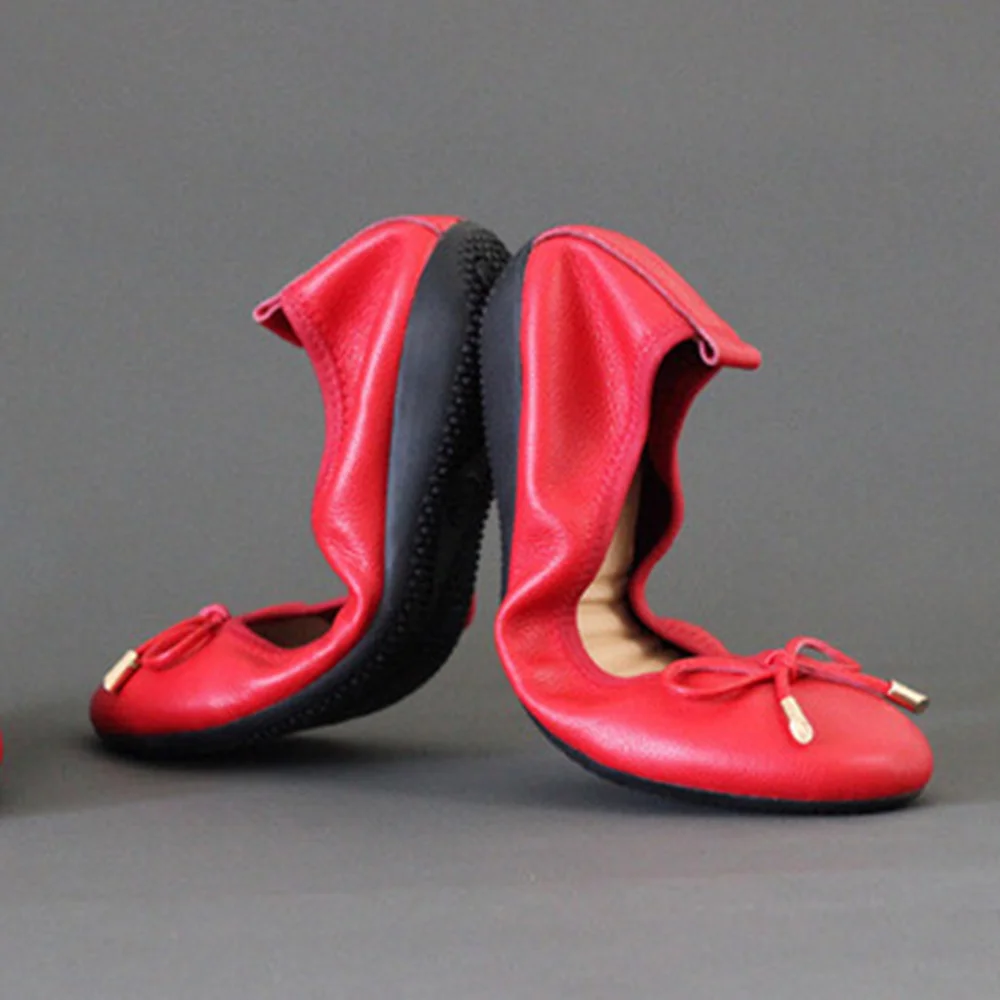 Chueyz High Quality Genuine Leather Shallow Mouth Super Soft Bow Ballet Dance Flats For Women Breathable Solid Women's Shoes