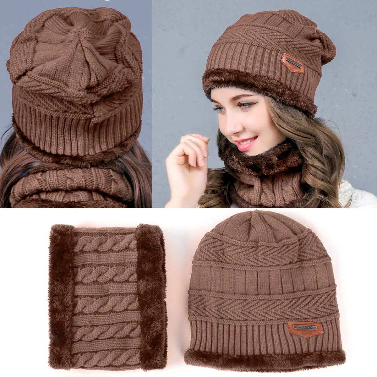 Зимние шапки для мужчин Skullies, шапка бини, зимняя шапка для мужчин и женщин, 2 шт, шарф, шапка s Маска Gorras Bonnet, вязаная шапка