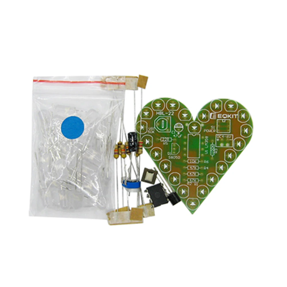 DIY Kit Heart Shape Breathing Lamp Module Kit DC4V-6V Breathing LED Suite DIY Electronic Production Red/White/Blue/Green