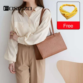 

FOSIZZO Shoulder Bag Women Leather Big Vintage Handbags for Women Elegant Large Korean Tote Female Bag For Shopping 2020 FS5158