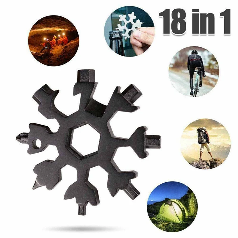 

18 in 1 stainless steel multifunctional outdoor camping snowflake screwdriver multifunctional self-defense wrench