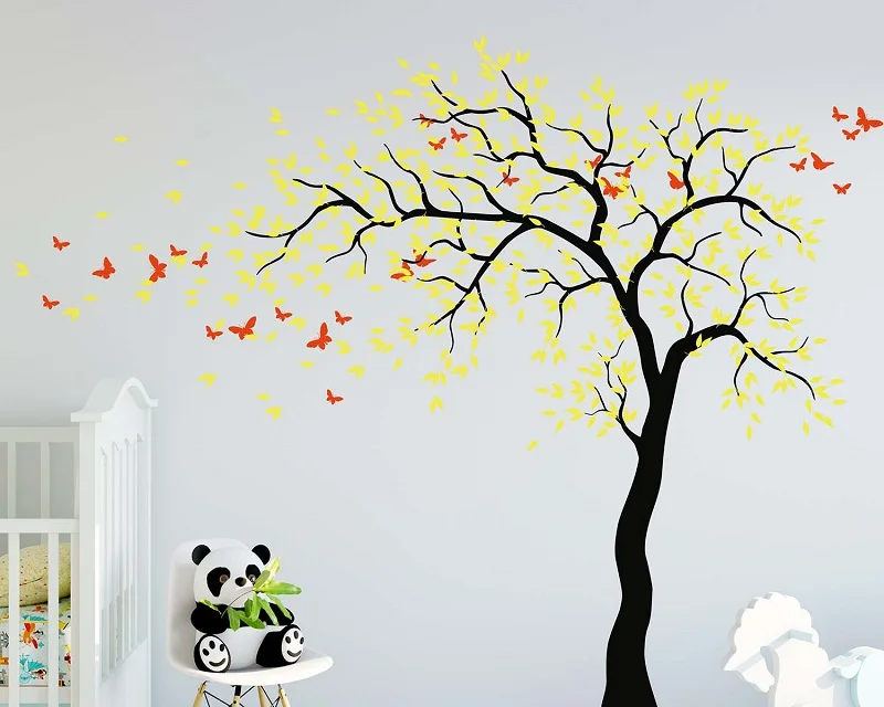 Günstige Kirschblüte Baum Wand Aufkleber Rosa Kirschblüte Bäume Wand Kunst Aufkleber Rosa Blätter Blossom Baum Vögel Decals