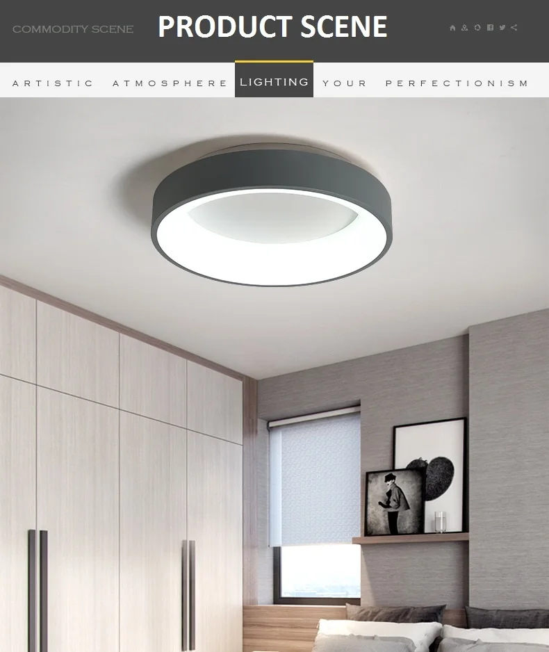 LukLoy Modern Simple Ceiling Lamp Corridor Diameter 45 cm Nordic Ceiling Lights Bedroom 3-Color Light Changeable with RC Lights