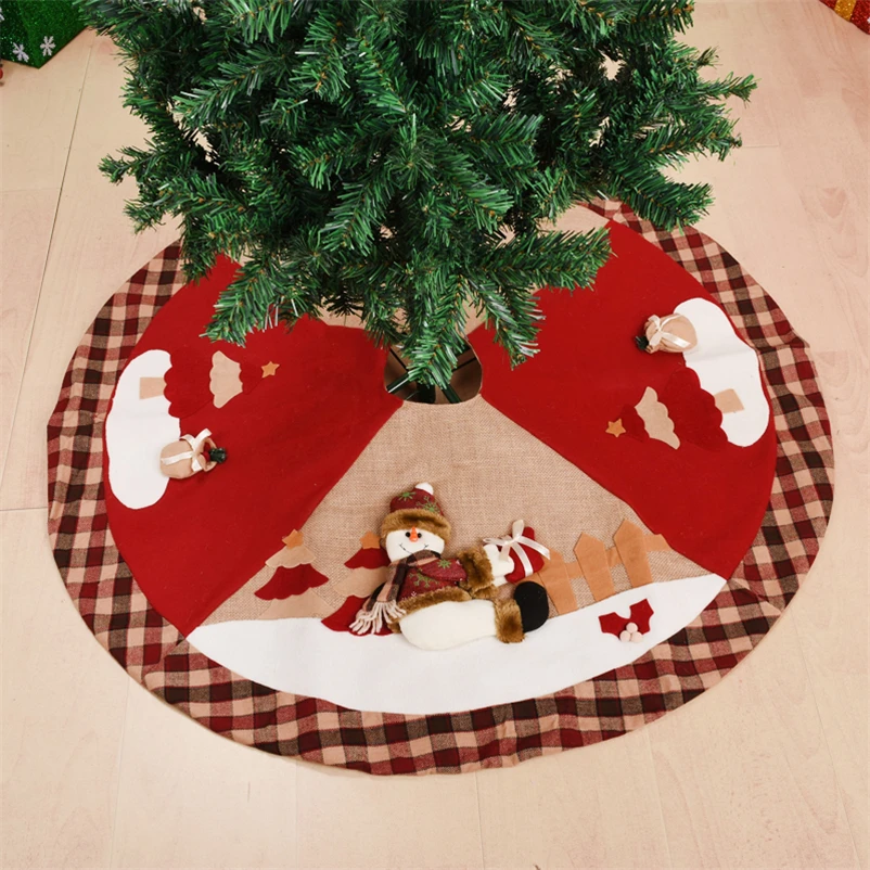 60/122cm Christmas Tree Skirt Red Decor Base Floor Mat Cover Xmas Decoration