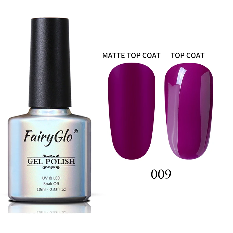 FairyGlo 10 мл Матовый верхний слой фиолетового цвета из серии, гель, лак для ногтей, био-Гели Soak Off Гель Лаки полу Перманентный лак для ногтей лак - Цвет: PP009