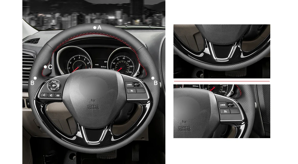 MEWANT черный чехол рулевого колеса автомобиля из натуральной кожи для Mitsubishi ASX Outlander Mirage- Eclipse(крест