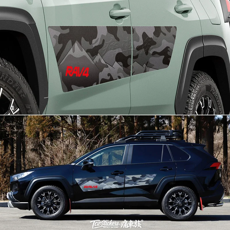Автомобильная Наклейка для Toyota RAV4- кузова, внешняя декоративная наклейка RAV4, цветная полоска, наклейка s на обе стороны двери