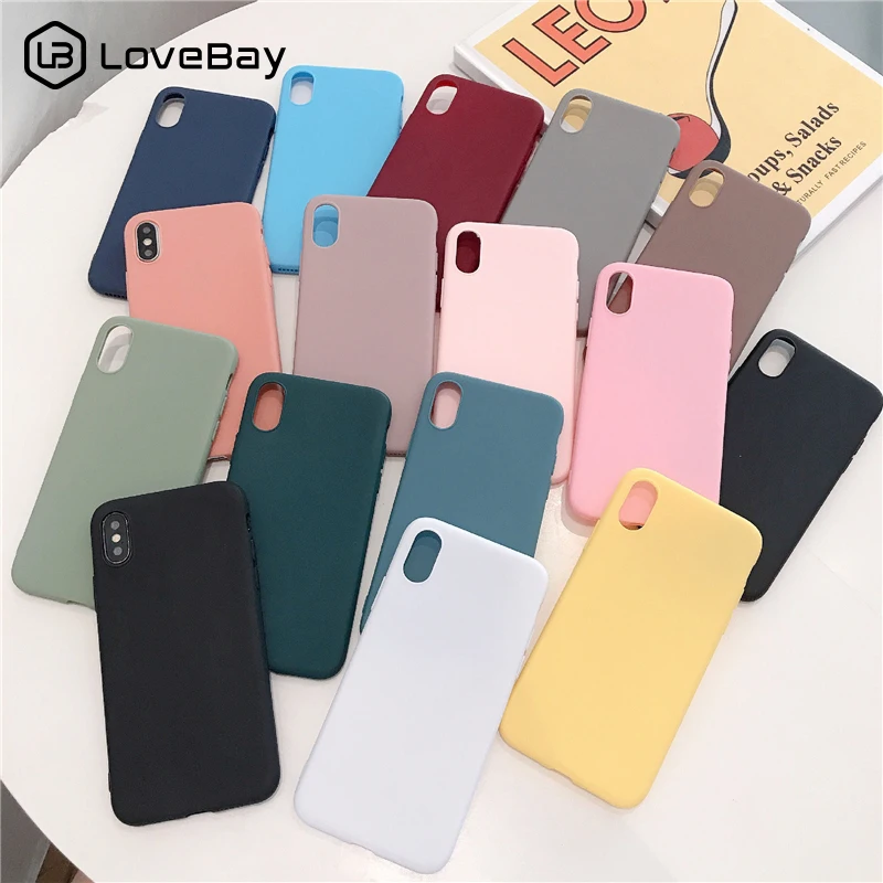 

Lovebay Solid Color Cases Cover For iphone X Case Soft Ultrahtin Fashion Phone Case Cover For iphone XS Max XR X 6 6S 7 8 Plus
