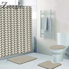 Zeegle полосатый коврик для туалета, u-образный коврик, 4 шт, набор для душа, водонепроницаемый коврик для ванной, коврик для душа, коврик для туалета, моющийся коврик для ванной