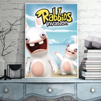 

Rabbids Invasion Anime Cartoon Kids Room Decorative Poster Wall Canvas Sticker Home Decor Gift