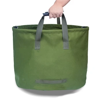 

125L Garden Waste Bags Heavy Duty with Handles Green Leaf Bag with Military Canvas Fabric (H45.7 cm, D55.8 cm)