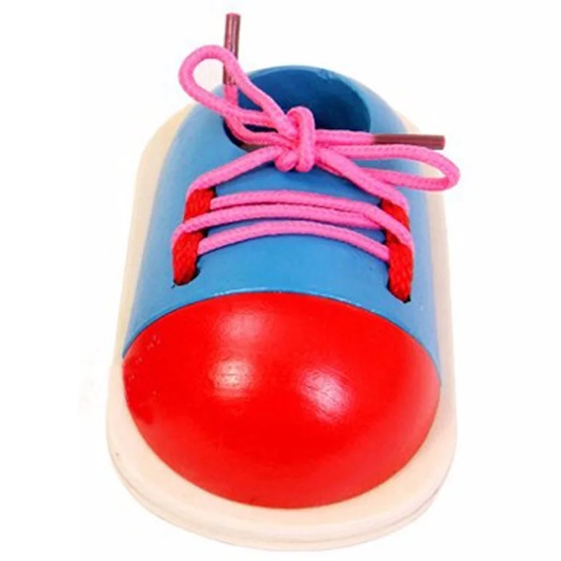 

1 Pcs Kids Educational Toys Children Wooden Toys Toddler Lacing Shoes Early Education Teaching Aids