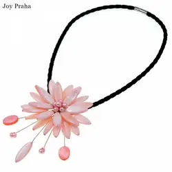 Сладкий розовый натуральный жемчуг женское ожерелье/Короткая Оболочка цветок ключицы цепь/оптовая продажа Прямая поставка