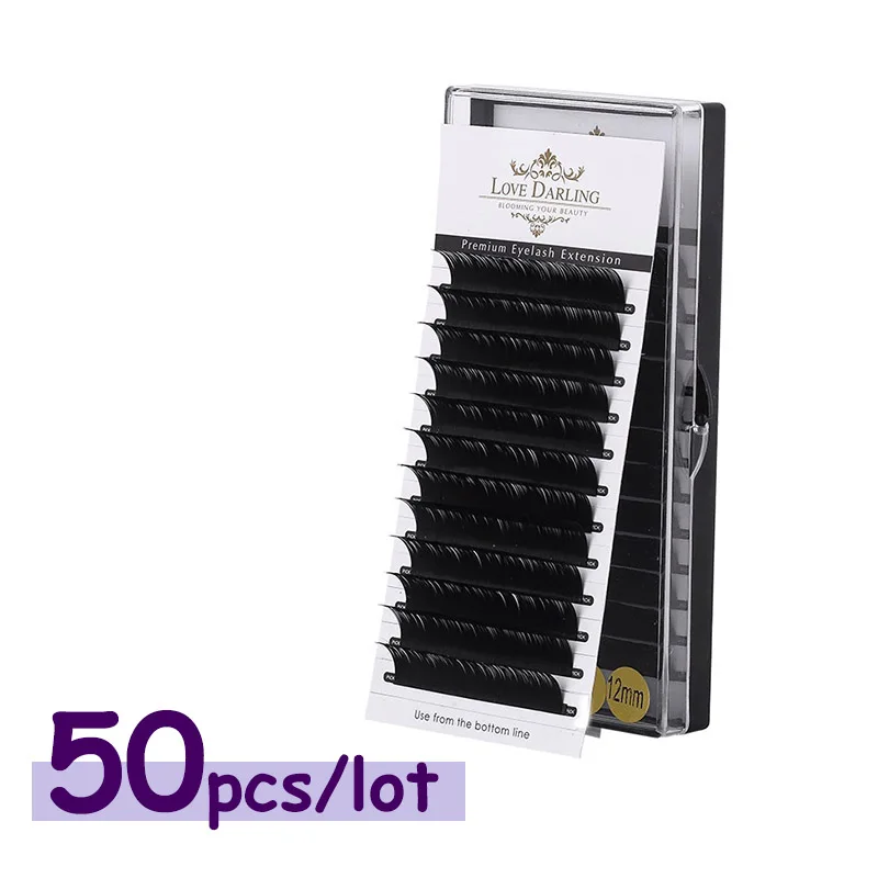 Love Darling 50 чехлов в партии Индивидуальные ресницы из искусственной норки для