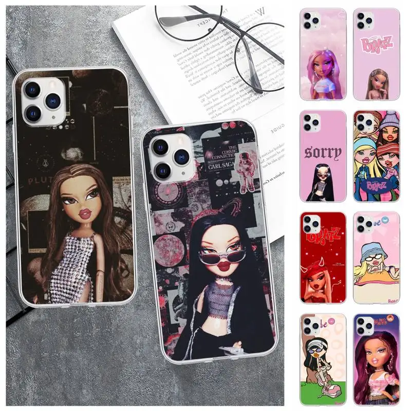 Чехол для IPhone 12 11 Pro Max Xs X Xr 7 8 6 6s Plus 5s Se 2020 прозрачный с изображением куклы Братц |
