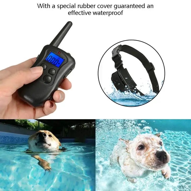 Электрический ударный Вибрационный тренировочный ошейник для собак наборы перезаряжаемый непромокаемый 350 м дистанционный звуковой сигнал/вибрация/Статическая стимуляция