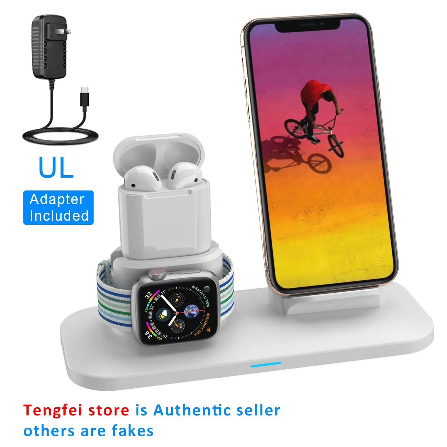 

3 in 1 Wireless Charging for Apple Watch and Airpods, Charging Station for Multiple Devices, Qi Wireless Charging Stand