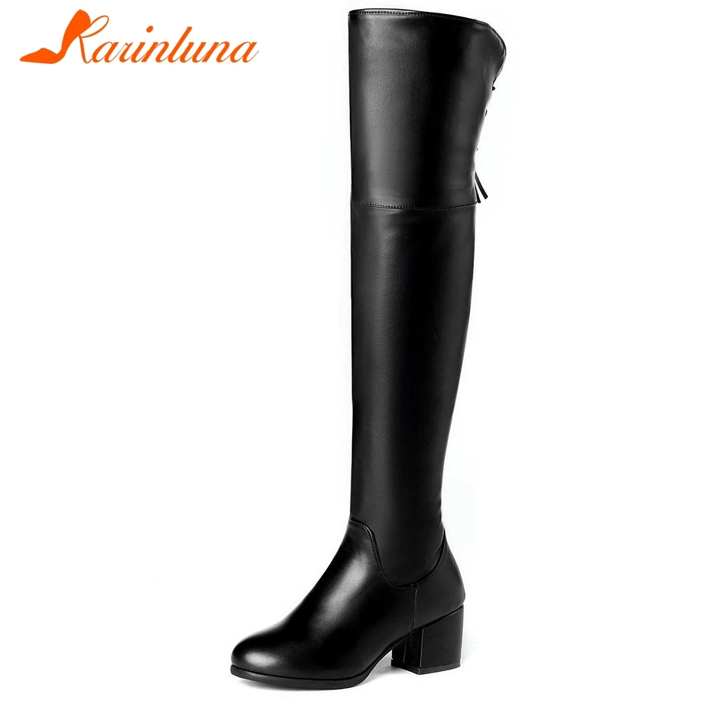 

KARINLUNA 2020 WINTER BIG SIZE 32-45 DROPSHIP CHUNKY HEELS SHOES WOMAN RIDING BOOTS FEMALE OVER THE KNEE BOOTS WOMEN