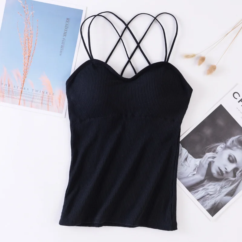 Beauty Back Sling Camisole For Women Sexy Lingerie with Chest Pad Tube Top Womens Tanks Top