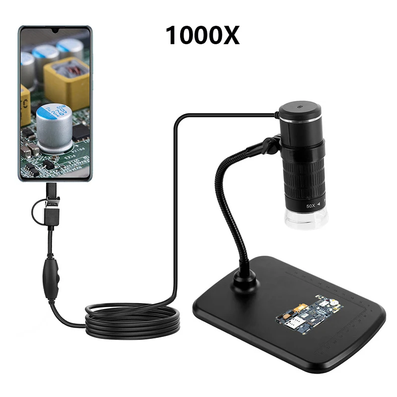 

8 LED Digital Microscope 3 IN1 USB Microscope Binocular Microscope With Microscope Camera Magnifier 1000X For Android TYPE-C PC