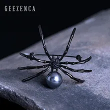 Стерлинговое Серебро 925 пробы, жемчуг и циркон, брошь в виде паука, ювелирные украшения для женщин, ручная работа, панк-рок, корейская модная брошь, вечерние подарки