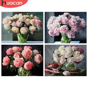 

HUACAN Flower Diamond Painting Full Square Diamond Embroidery Peony Pictures With Rhinestones Kit Decor For Home
