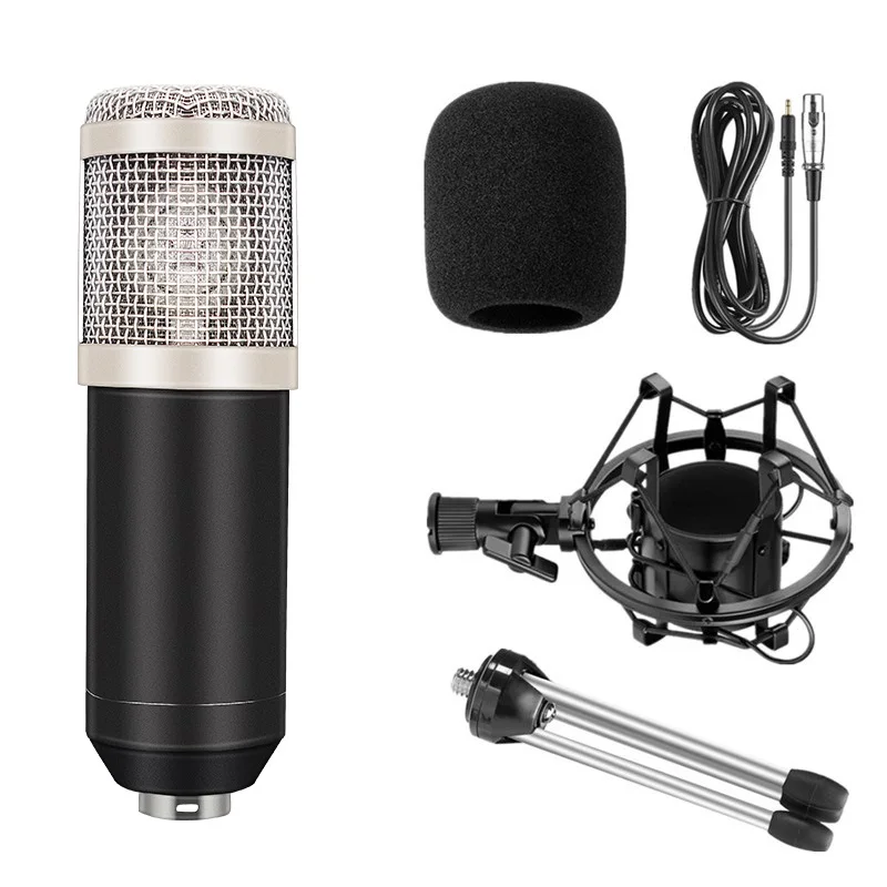 

BM800 Condenser Audio 3.5mm Wired Microphone Professional Studio Microphone For Radio Braodcasting Singing Mic Holder