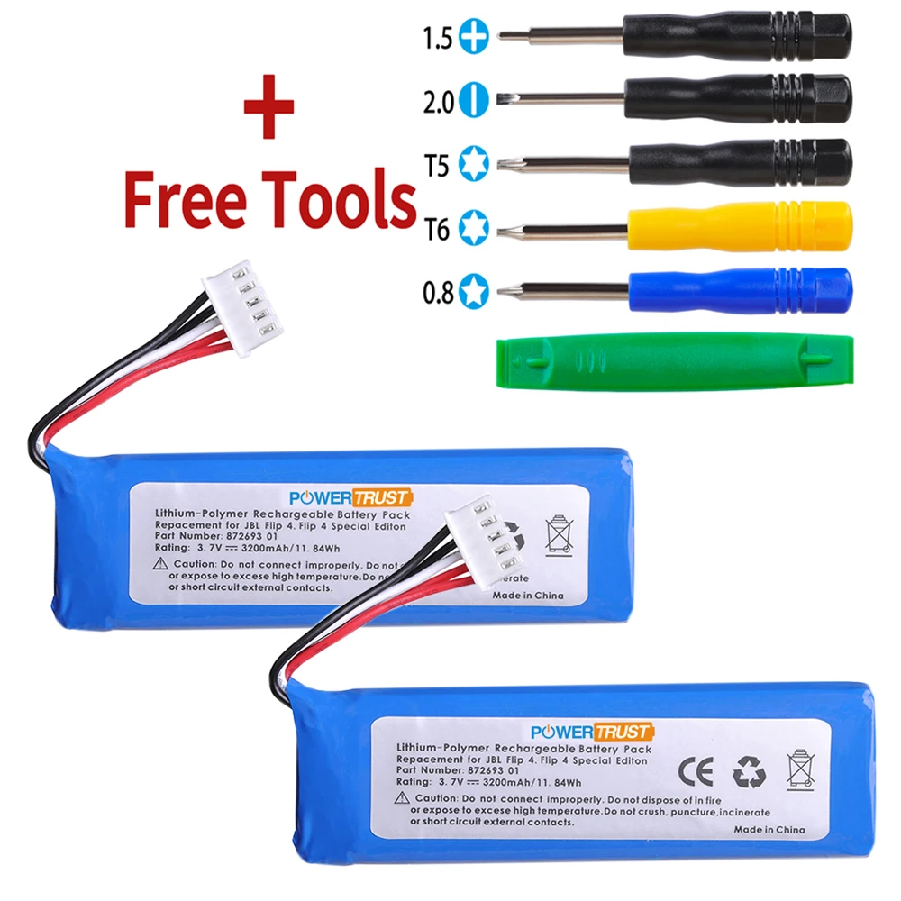 

PowerTrust 3200mAh Battery GSP872693 01 Li-Ion Battery for JBL Flip 4 and Flip 4 Special Edition Batteries with Tools