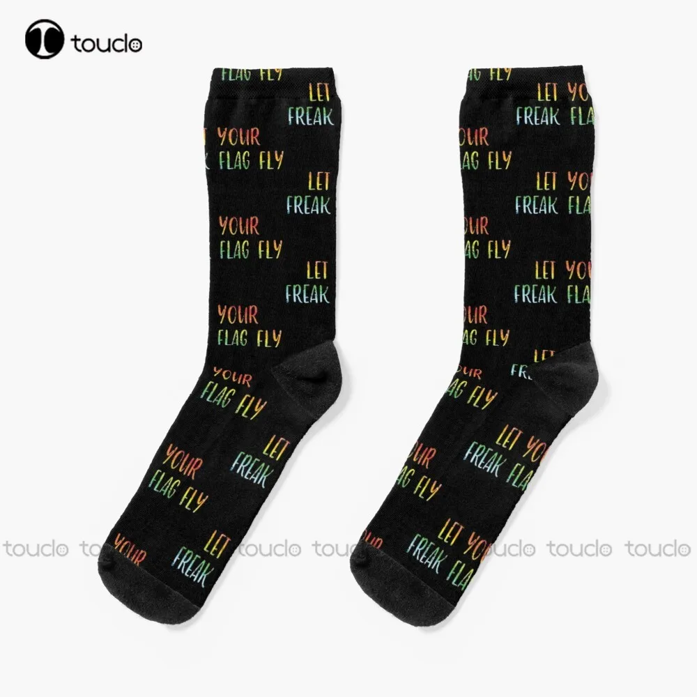 

Let Your Freak Flag Fly Socks Носки для тренажёрного зала Рождественский подарок на заказ Унисекс Взрослые подростковые Молодежные носки для женщин и мужчин цифровая печать 360 °