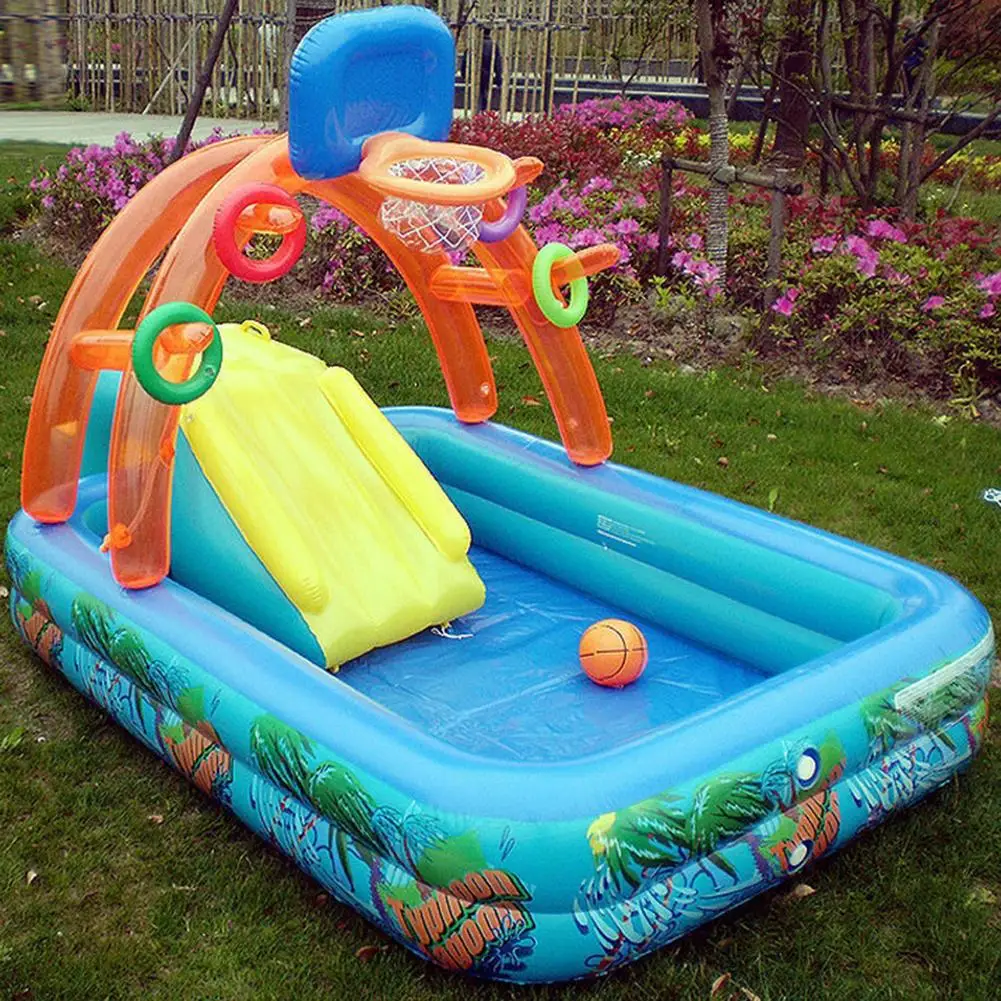 New Children's Inflatable Pool Large Multifunctional Lawn Water Sliding Pool Kid Family Above Ground With Basketball Hoop