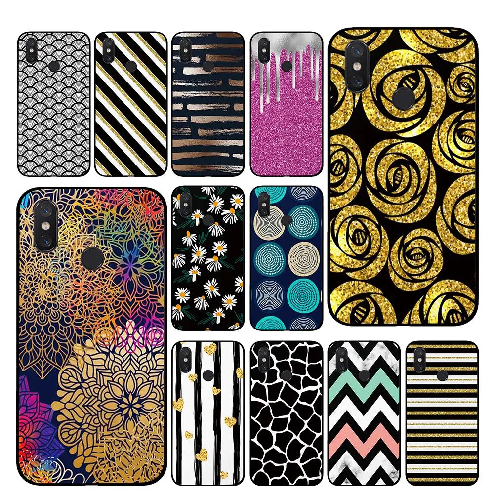 Черного и золотого цвета узор в виде Розы роскошные чехлы для Xiaomi Mi 9 8 8SE 6X 5X 5S 5C 5
