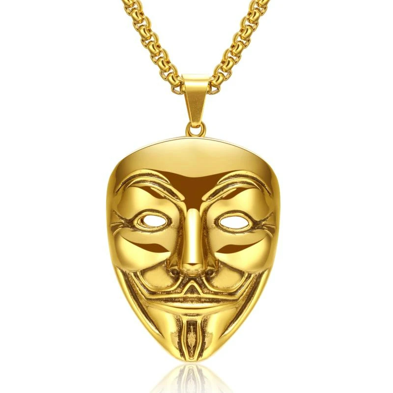 Ожерелье для мужчин Простая мужская длинная цепь V Vendetta Маска ожерелье колье