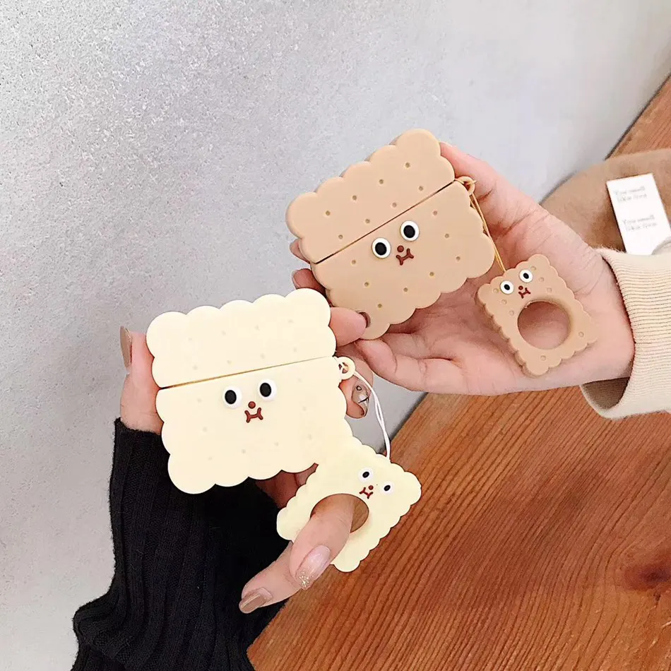 3D чехол для наушников с мультяшным медведем Airpods Pro силиконовый милый печеньем Apple